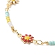 Bracciale a catena a maglie di fiori in ottone con semi di perline per donna BJEW-JB09297-4