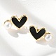 Серьги-гвоздики из латуни в форме сердца EJEW-C141-01G-4