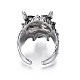 Gothic Punk Skull Alloy Open Cuff Ring for Men Women RJEW-T009-60AS-3