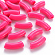 Perline acrilico opaco, tubo ricurvo, rosa caldo, 36x13.5x11.5mm, Foro: 4 mm, circa 133pcs/500g
