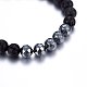 Natural Lava Rock & Non-magnetic Synthetic Hematite Beaded Stretch Bracelets Set SJEW-H584-09-3