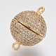 Brass Micro Pave Cubic Zirconia Magnetic Clasps with Loops ZIRC-F083-108-RS-2