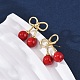 Серьги-гвоздики из вишневой латуни и АБС-пластика с жемчугом EJEW-U062-03G-02-3