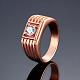 Men's Classic Real Rose Gold Plated Brass Cubic Zirconia Wide Band Finger Rings RJEW-BB06280-8RG-4