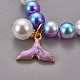 Braccialetti e set di gioielli in plastica imitazione perla elasticizzata X-SJEW-JS01053-02-8