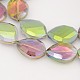 Faceted Oval Electroplate Glass Beads Strands EGLA-P012-F02-2