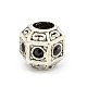 Polygon Antique Silver Alloy Glass Rhinestone European Large Hole Beads CPDL-M014-11-2