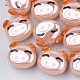 模造ゼリーアクリルパーツ  亜鉛合金パーツ  パールカラーの  漫画の豚の頭  プラチナ  桃パフ  37x41.5x28mm  穴：1.5mm X-MACR-S297-06E-4