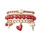 4 pièces 4 styles de bracelets extensibles en perles de verre et de coquillage BJEW-TA00289-1