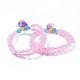 Natural Rose Quartz Stretch Multi-strand Charm Bracelets BJEW-I260-16-1