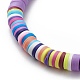 4Pcs 4 Color Handmade Polymer Clay Heishi Surfer Beaded Bracelet BJEW-JB08635-5