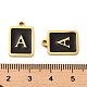304ステンレス鋼ペンダント  エナメル  文字チャーム付きの長方形  ゴールドカラー  文字a  17.5x12x1.5mm  穴：1.5mm STAS-K265-11G-A-3