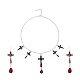 Schamottstein-Emaille-Kruzifix-Kreuz mit tropfenförmiger Anhänger-Halskette aus Kunststoff und baumelnden Ohrringen SJEW-G081-02AS-1