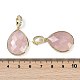 Ограненные подвески-капли из натурального розового кварца G-B126-04G-05-3