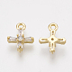 Brass Cubic Zirconia Tiny Cross Charms KK-T035-18-2