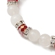 Bracelet extensible en cristal de quartz naturel et perles de verre avec breloques en forme de cœur pour la Saint-Valentin BJEW-TA00284-4