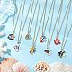8 шт. 8 стиля ожерелья с подвеской в виде рыбы из сплава и эмали на тему океана NJEW-JN05228-1