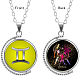 Double-sided Picture Glass Rotatable Pendant Necklaces NJEW-F200-22P-1