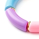 Chunky Curved Tube Acrylperlen Stretch-Armband für Mädchen Frauen BJEW-JB06684-01-4