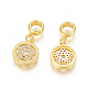Brass Micro Pave Clear Cubic Zirconia European Dangle Charms OPDL-L015-01G-2