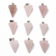 Conos / púas / péndulo colgantes naturales de piedra de cuarzo rosa G-R278-82-2