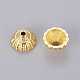 チベット風合金ビーズキャップ  鉛フリー及びカドミウムフリー  ゴールドカラー  10x5.5mm  穴：1.5mm K0PBB011-2