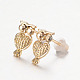 Owl Alloy Stud Earrings EJEW-O068-93G-1