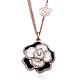 Real Rose Gold Plated Eco-Friendly Tin Alloy Czech Rhinestone Big Flower Pendant Necklaces NJEW-BB09624-A-1