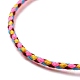 Плетеный браслет-слайдер из полиэстера с латунными бусинами BJEW-A099-01-3