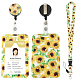 CRASPIRE Yellow Sunflowers ID Card Badge Holder Lanyards Sets Flower Retractable Badge Reel Clip Keychain Rectangle Clear ID Window Floral Detachable Neck Hang Strape for Women Teacher Doctors Nurse AJEW-WH0368-17B-1