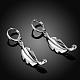 Beautiful Design Silver Color Plated Brass Leaf Dangle Earrings EJEW-BB00702-2