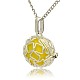 Silver Color Plated Brass Hollow Round Cage Pendants KK-J231-05S-2
