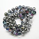 Half Plated Round Crystal Glass Beads Strands EGLA-F030-D03-2