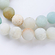 Brins de perles rondes d'amazonite de fleurs naturelles givrées X-G-J363-01-8mm-3