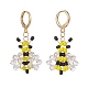 Glass Braided Bees Dangle Leverback Earrings EJEW-TA00126-2