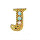 Cabujones de clavos con letras de diamantes de imitación de oro de aleación MRMJ-S047-023J-1