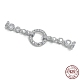 Rhodium Plated 925 Sterling Silver Micro Pave Clear Cubic Zirconia Fold Over Clasps STER-P054-08P-1
