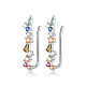 Rhodium Plated 925 Sterling Silver Micro Pave Clear Cubic Zirconia Rainbow Climber Earrings GI0363-2-1