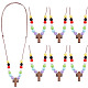 Croix en bois avec pendentifs en perles acryliques pour femmes NJEW-AB00012-1