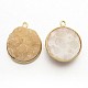 Natural Druzy Agate Crystal Electroplate Flat Round Pendants G-F168-13A-1