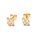 Серьги-гвоздики из латуни с микропаве из прозрачного кубического циркония EJEW-A135-16G-4