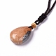 Collier pendentif en forme de larme de corail fossile naturel teint avec cordon en nylon pour femme NJEW-C002-04-4
