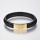 Braided Leather Cord Bracelets BJEW-H561-08F-2