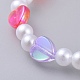 Acrylic Imitated Pearl  Stretch Kids Charm Bracelets BJEW-JB04573-02-4