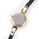 合金の腕時計ヘッドブレスレット時計  PUレザーとメタルのパーツ  3ループ  ラップブレスレット  フラットラウンド  ミックスカラー  22インチ（56cm）  6mm WACH-P017-P-3