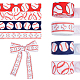 PH PandaHall 20 Yards Baseball Ribbons 4 Styles 7/8“ Sports Ball Ribbon Red White Wired Edge Ribbon Grosgrain Ribbon Fabric Ribbons for Christmas Tree Decorations Wreath Bows Wrapping Supplies 22mm OCOR-PH0001-81-1