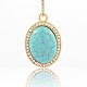 Alliage strass ton or pendentifs turquoise synthétique PALLOY-J363-01G-1