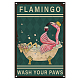 Creatcabin Flamingo Wash Your Paws Metall-Blechschild AJEW-WH0157-552-1