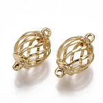 Соединители латунные звенья, без никеля , реальный 18k позолоченный, клетка, 17x10.5 мм, отверстие : 1.2 мм