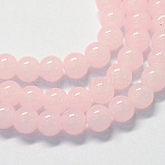 Backen gemalt Nachahmung Jade Glas runden Perle Stränge, rosa, 6.5 mm, Bohrung: 1.5 mm, ca. 145 Stk. / Strang, 31.8 Zoll